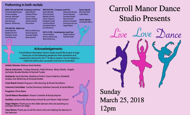 Dance Program Front Cover and Back Page 12pm