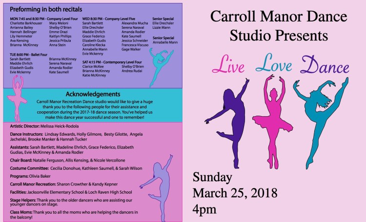 Dance Program Front Cover and Back Page 4pm